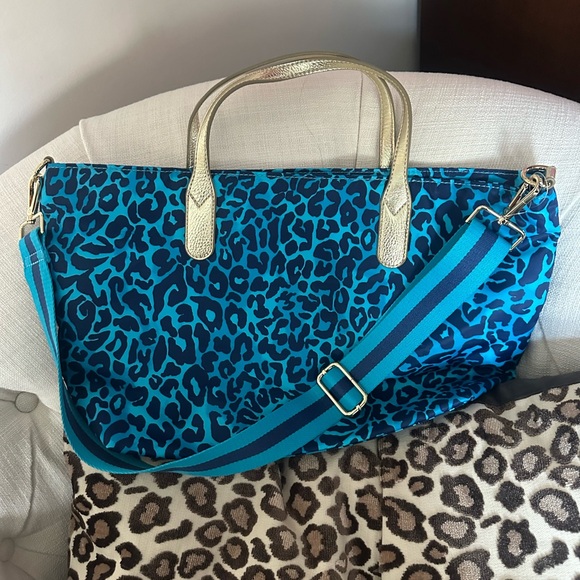 NWT Lilly Pulitzer Evita Tote Bag Oyster Bay My Favorite Spot Leopard Cheetah - Picture 4 of 5